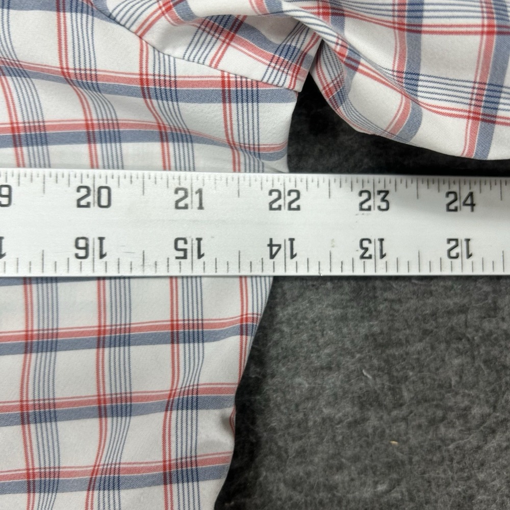 Mizzen Main Shirt Mens Large White Blue Plaid Button Up Trim Leeward performance - Picture 10 of 10